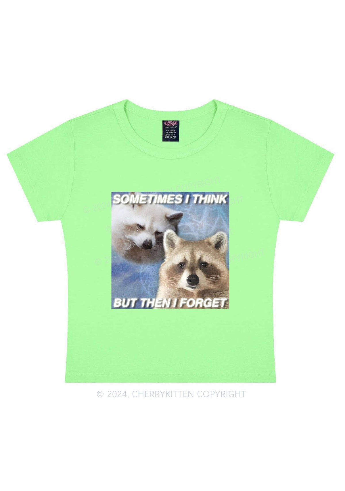 Raccoon Sometimes Think Y2K Baby Tee Cherrykitten