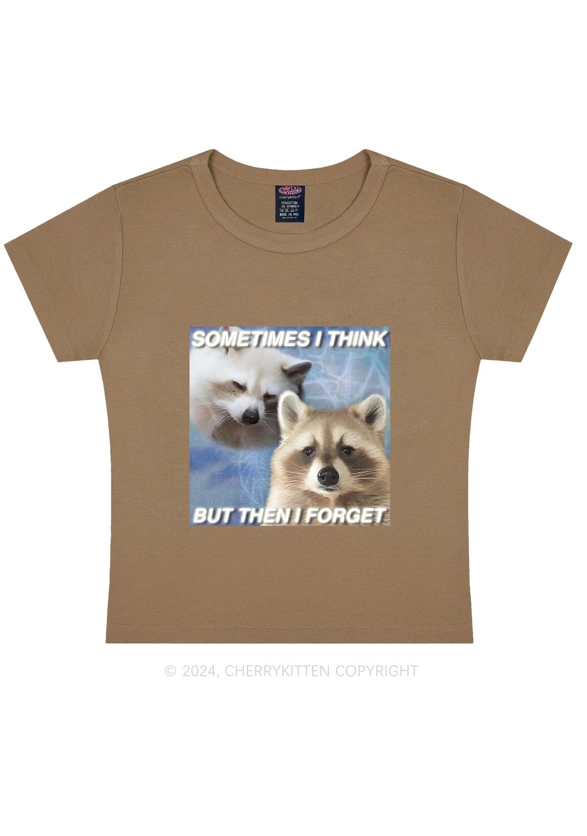 Raccoon Sometimes Think Y2K Baby Tee Cherrykitten