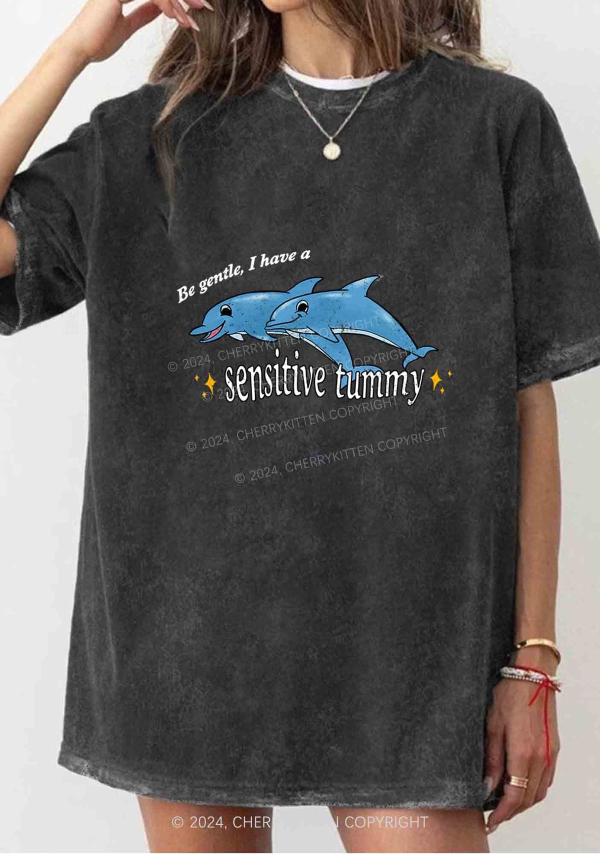 Sensitive Tummy Y2K Washed Tee Cherrykitten