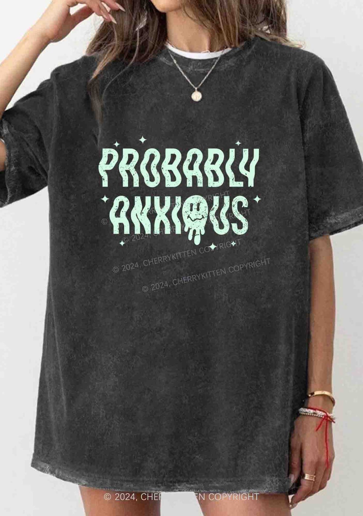 Probably Anxious Grimace Y2K Washed Tee Cherrykitten