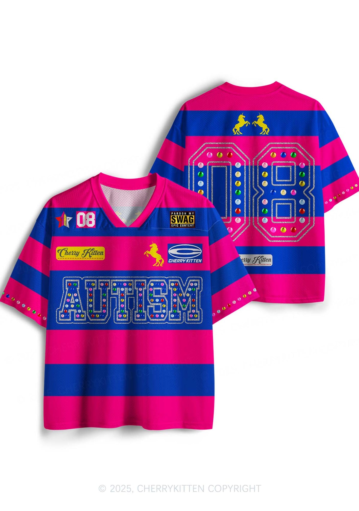 Pink Autism Y2K Sport Jersey Shirts Cherrykitten