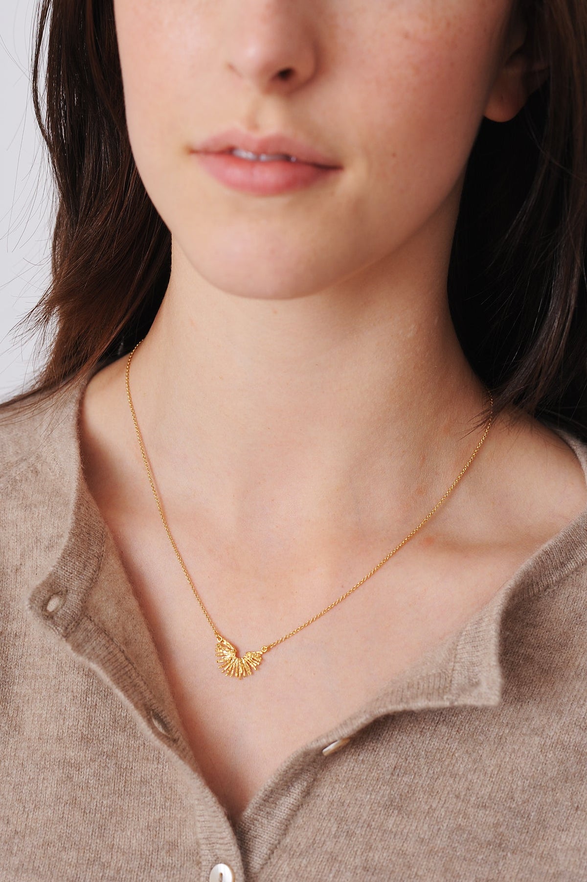 Nest Structure Crescent Necklace Gold Plate