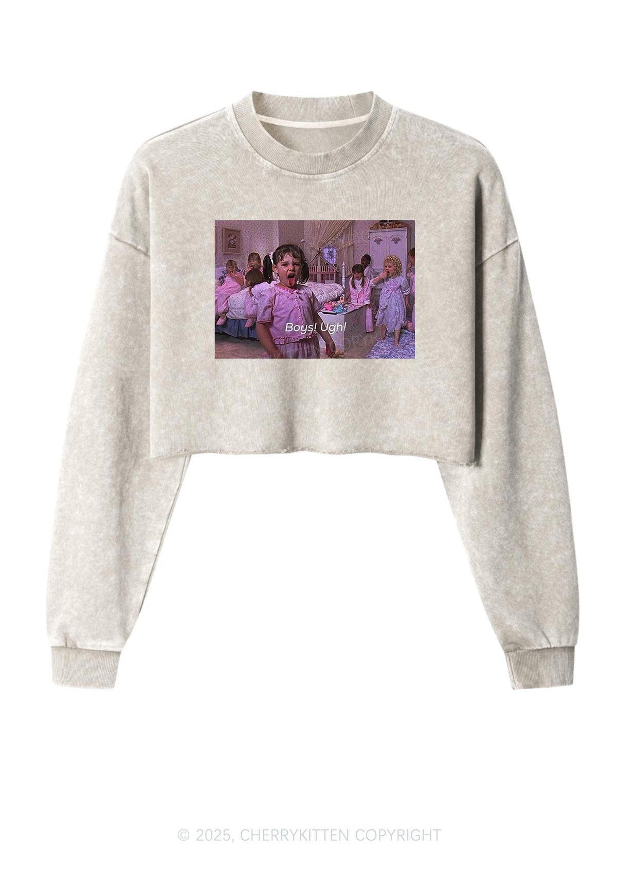 Boys Ugh Y2K Crop Washed Sweatshirts Cherrykitten