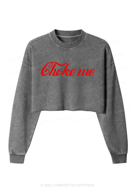 Choke Me Y2K Crop Washed Sweatshirts Cherrykitten
