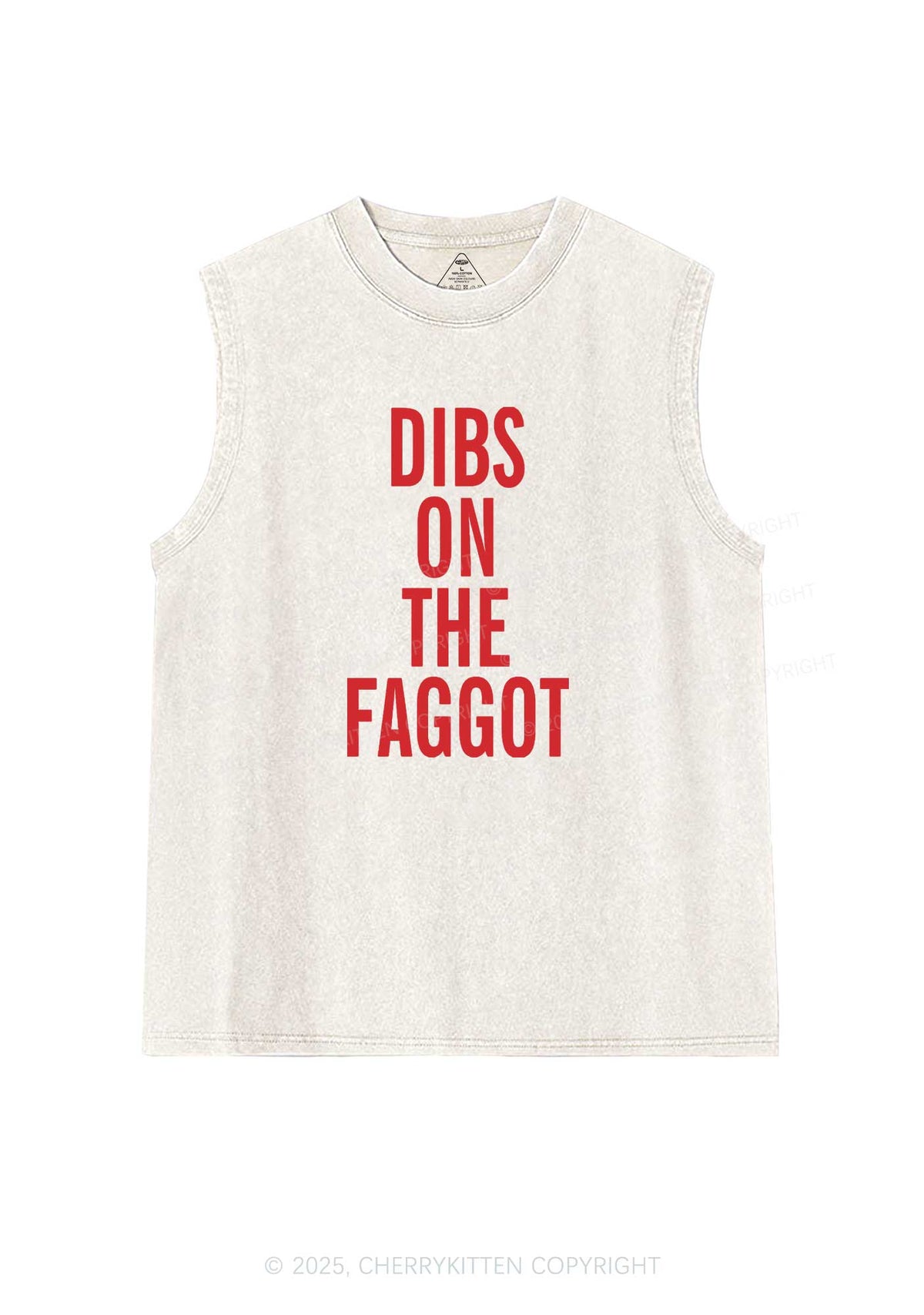 Dibs On The Faggot Pride Y2K Washed Muscle Tank Cherrykitten
