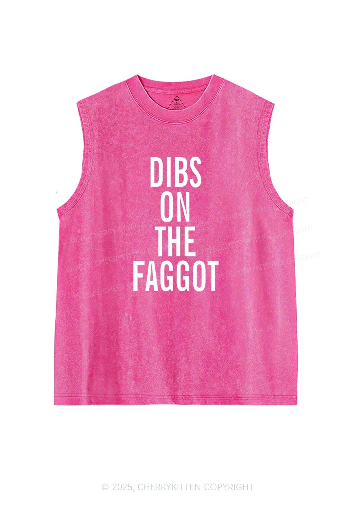 Dibs On The Faggot Pride Y2K Washed Muscle Tank Cherrykitten