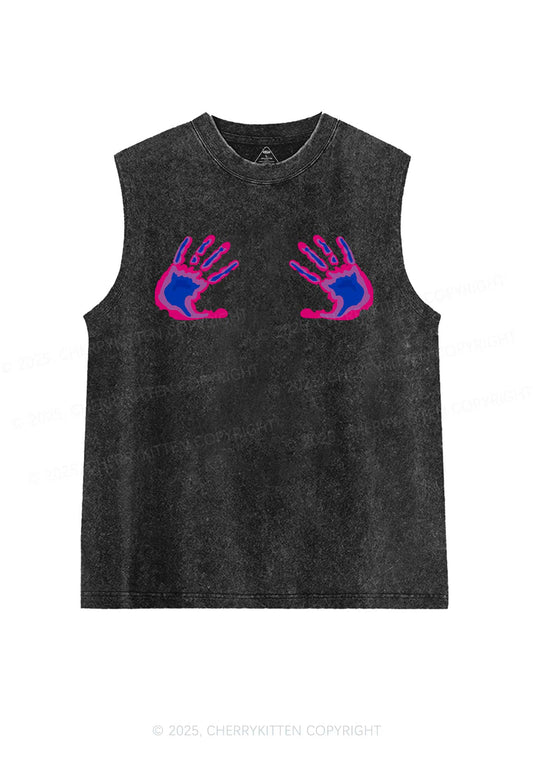 Bisexual Thermal Hands Pride Y2K Washed Muscle Tank Cherrykitten