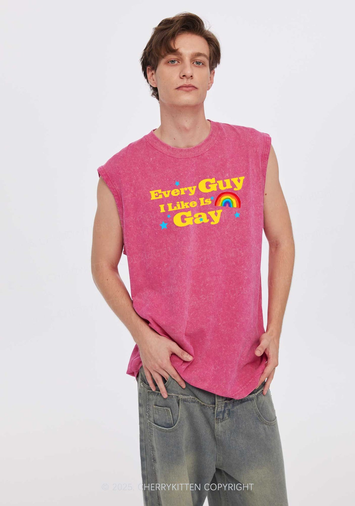 I Like Gay Pride Y2K Washed Muscle Tank Cherrykitten