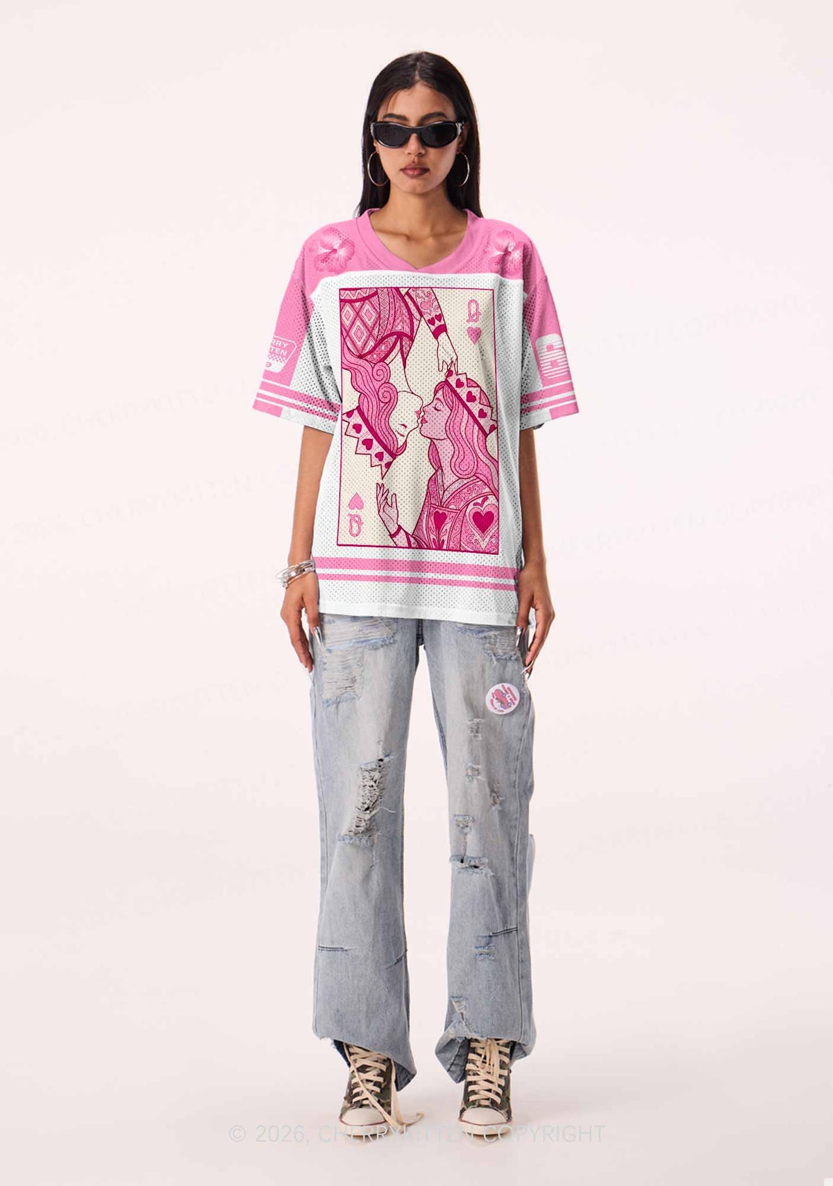 Two Pink Queens Kissing Pride Y2K Sport Jersey Shirts Cherrykitten
