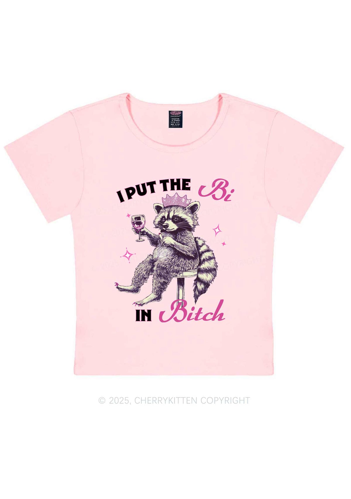 Bi Bxxch Raccoon Pride Y2K Baby Tee Cherrykitten