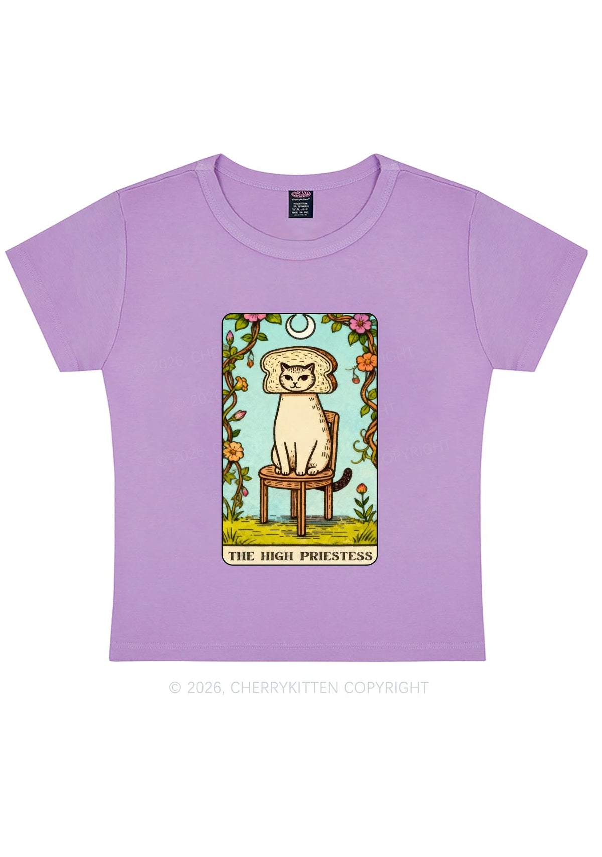 Breadhead Cat Y2K Baby Tee Cherrykitten