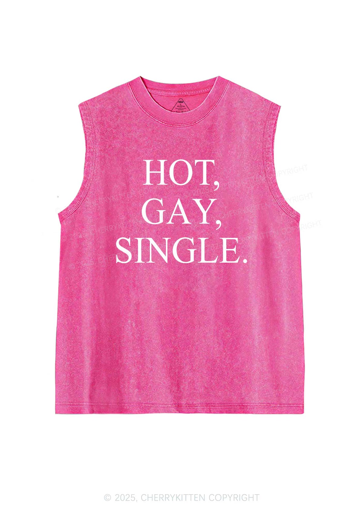 Hot Gay Single Pride Y2K Washed Muscle Tank Cherrykitten