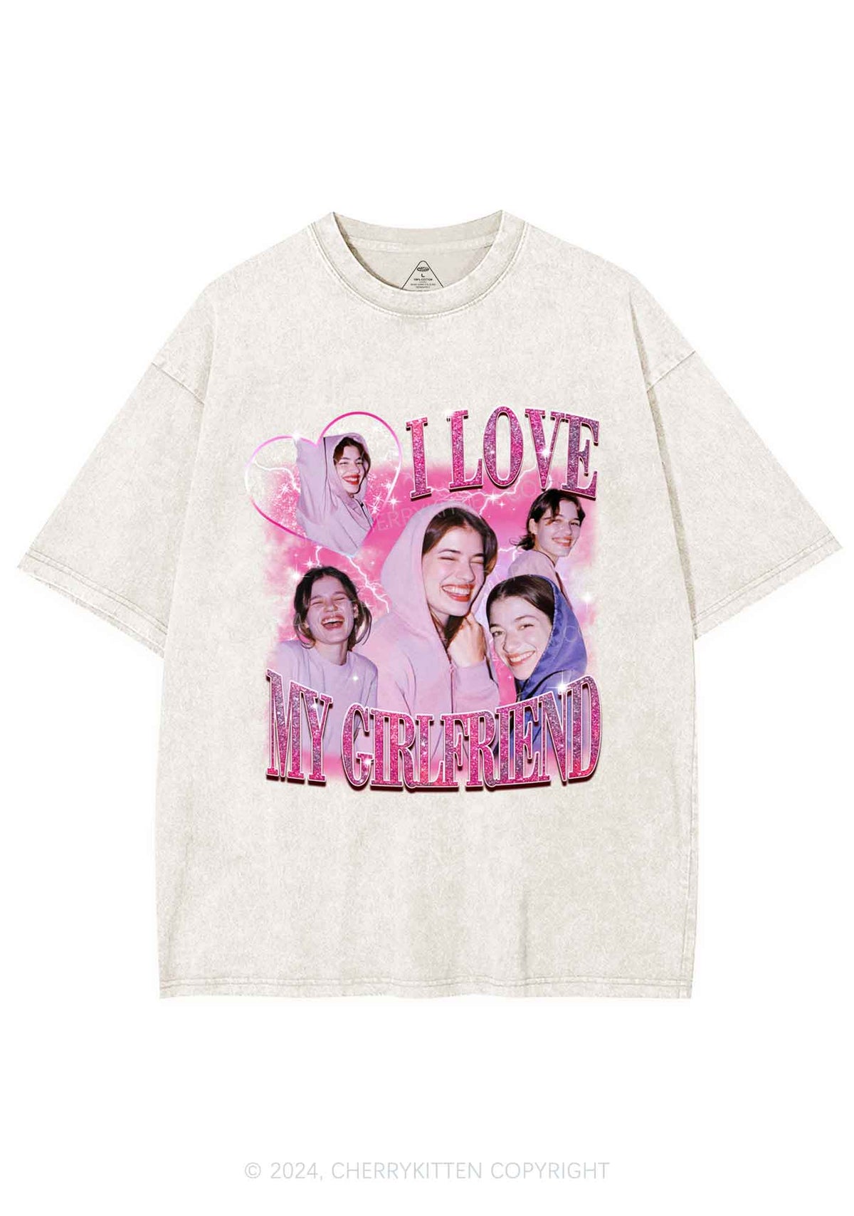 Love My GF BF Custom Y2K Valentine's Day Washed Tee Cherrykitten