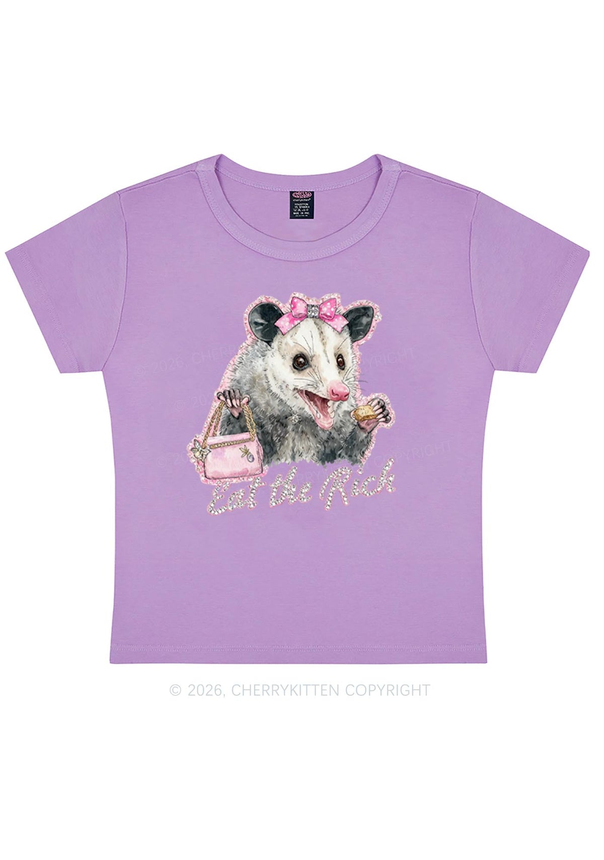 Eat The Rich Possum Y2K Baby Tee Cherrykitten