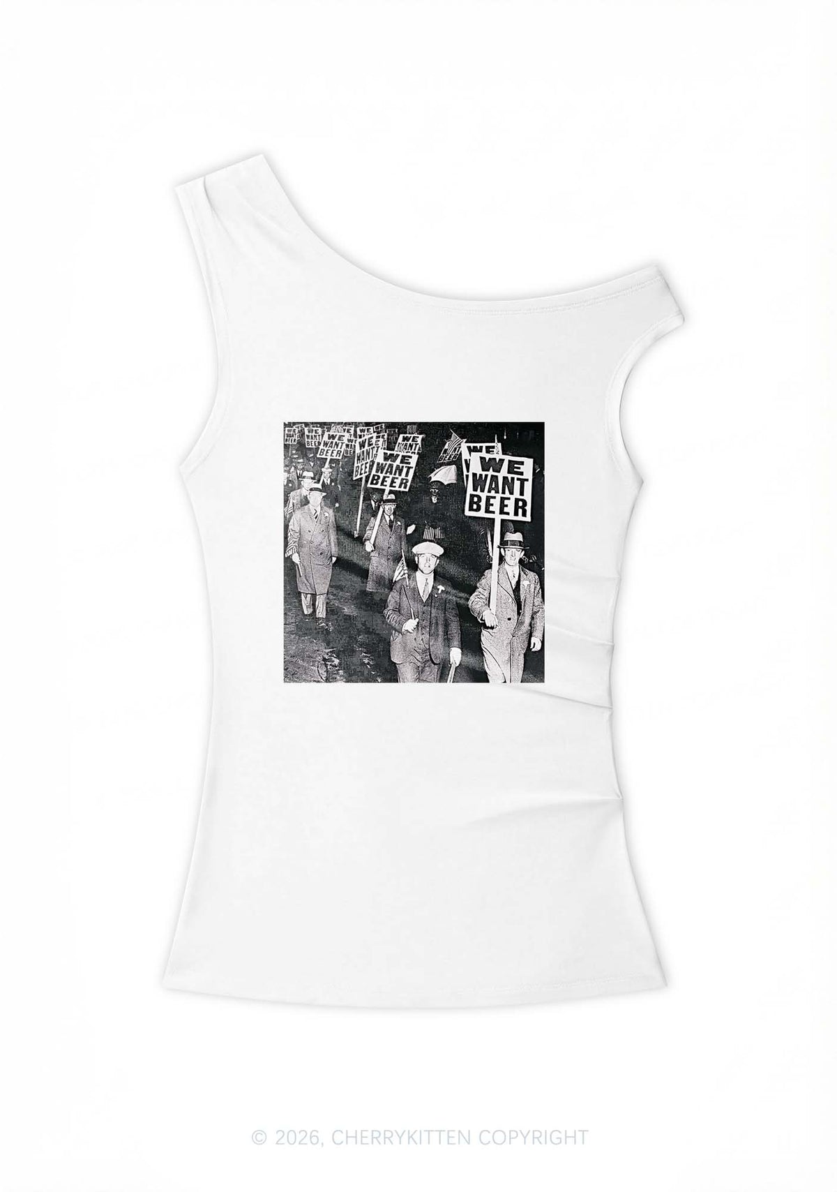 We Want Beer Y2K Off Shoulder Tank Top Cherrykitten