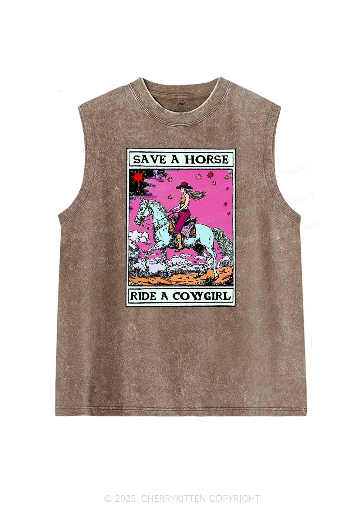 Save Horse Ride Cowgirl Pride Y2K Washed Muscle Tank Cherrykitten