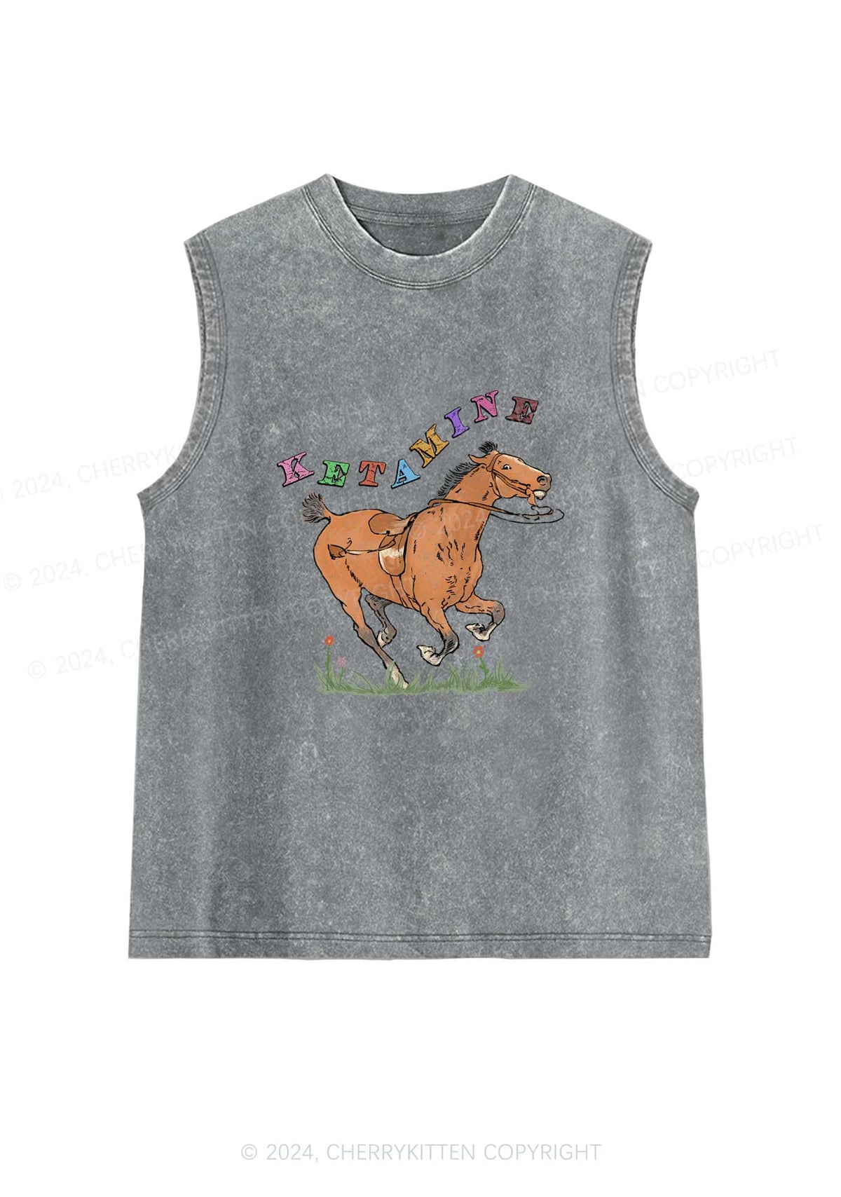 Orange Pony Y2K Washed Tank Cherrykitten
