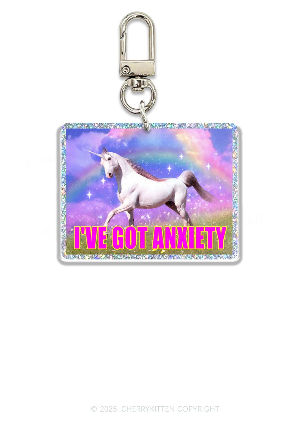 I've Got Anxiety 1Pc Y2K Glitter Keychain Cherrykitten