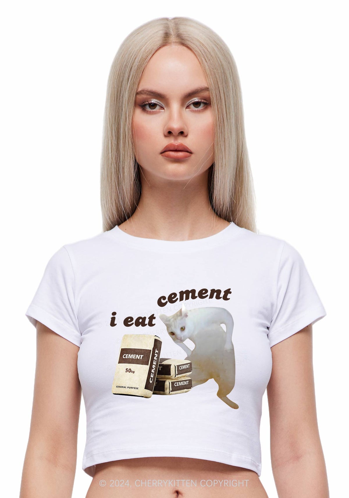 I Eat Cement Y2K Baby Tee Cherrykitten