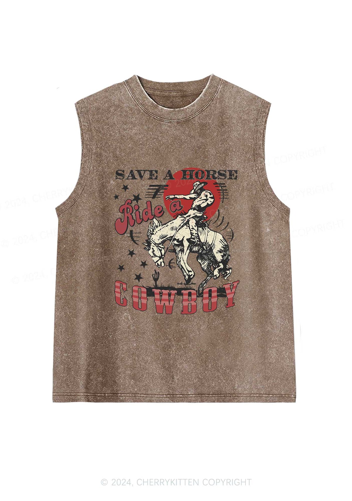 Ride A Cowboy Y2K Washed Tank Cherrykitten