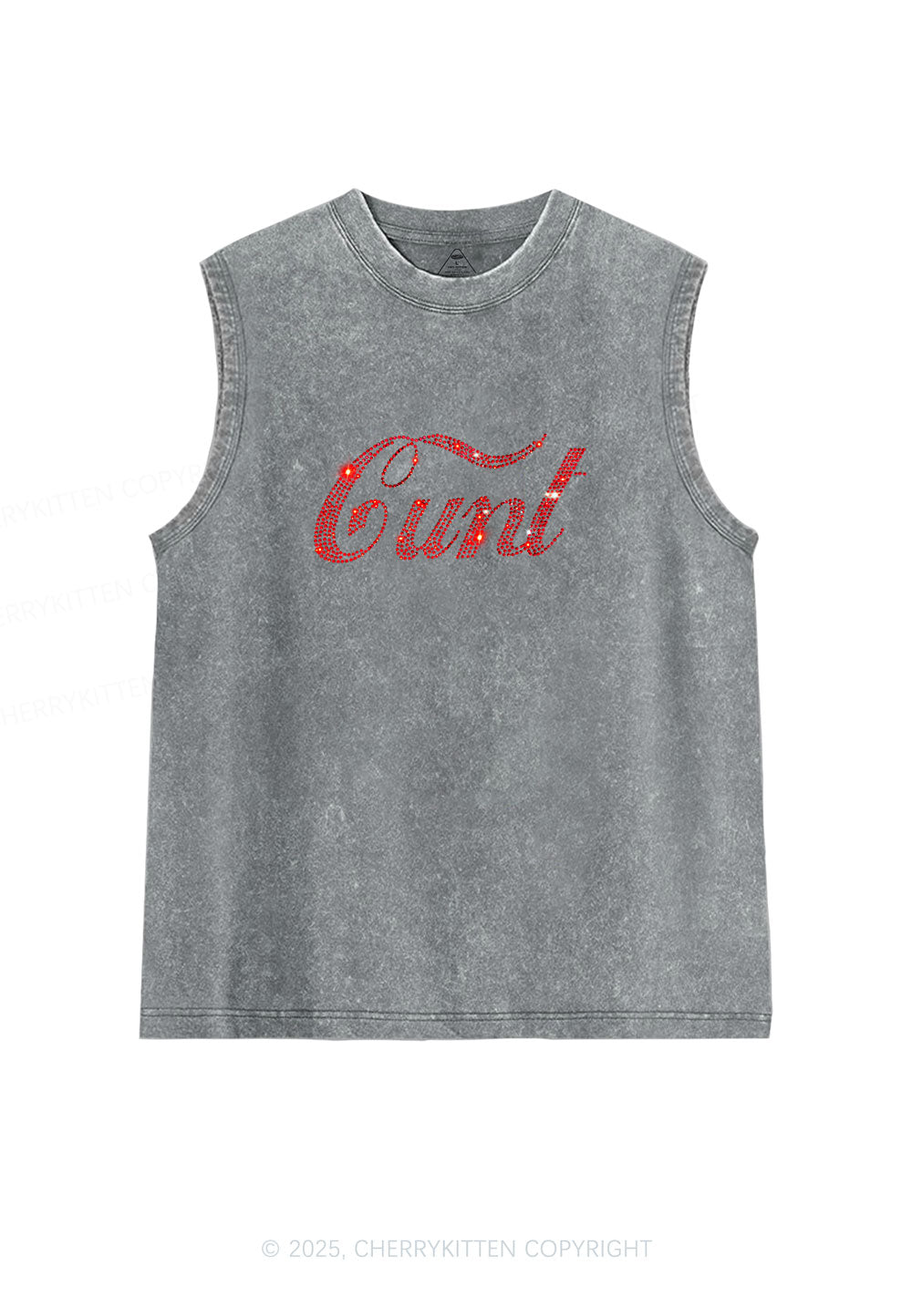Rhinestone Special Cxxt Y2K Washed Muscle Tank Cherrykitten