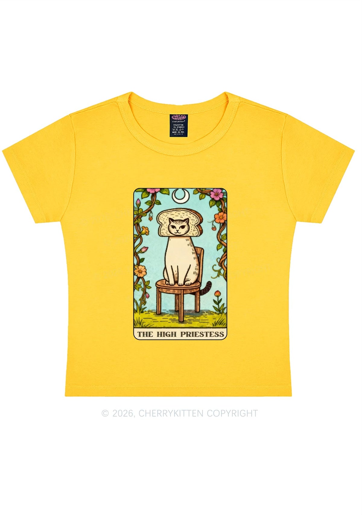 Breadhead Cat Y2K Baby Tee Cherrykitten