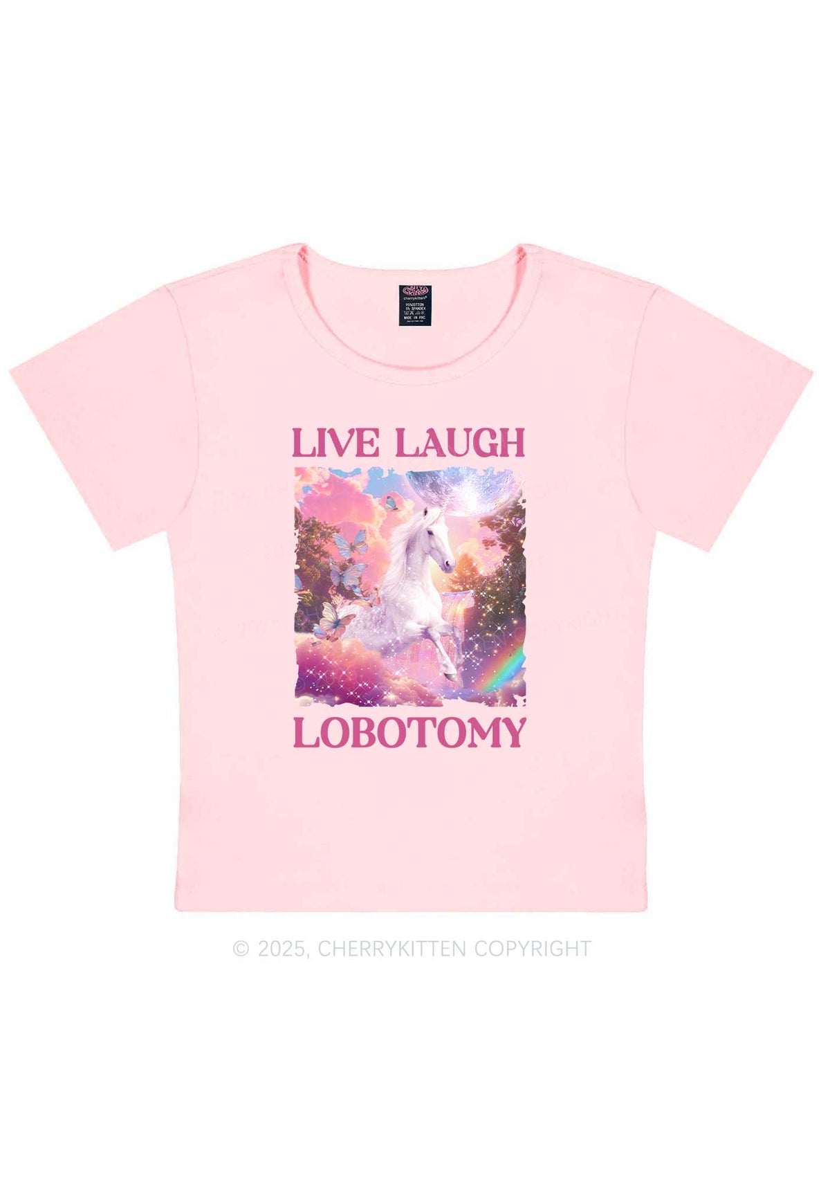 Live Laugh Lobotomy Unicorn Y2K Baby Tee Cherrykitten