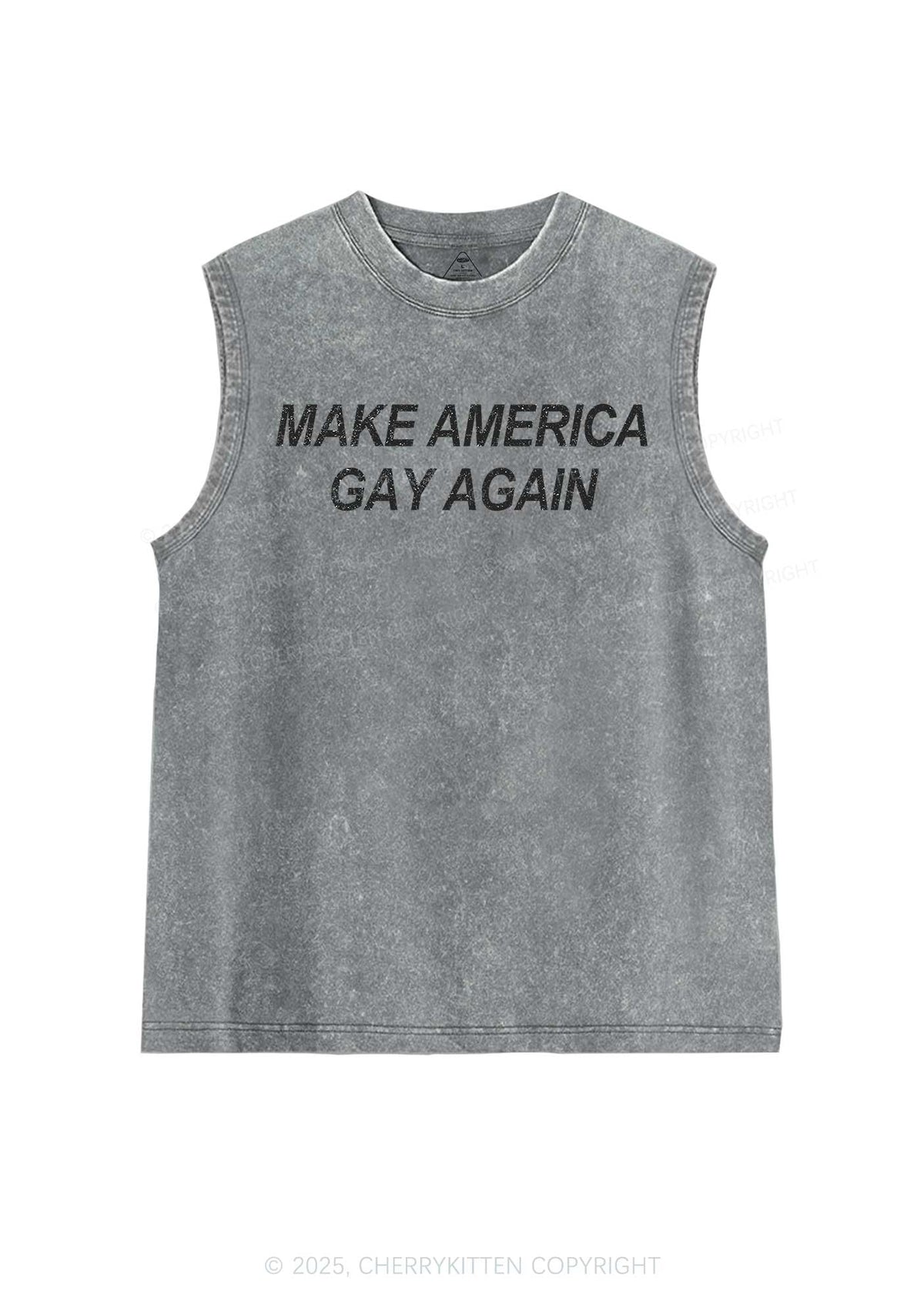 Make America Gay Again Pride Y2K Washed Muscle Tank Cherrykitten