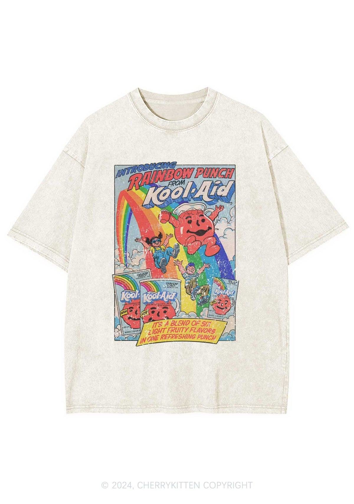 Rainbow Punch Y2K Washed Tee Cherrykitten