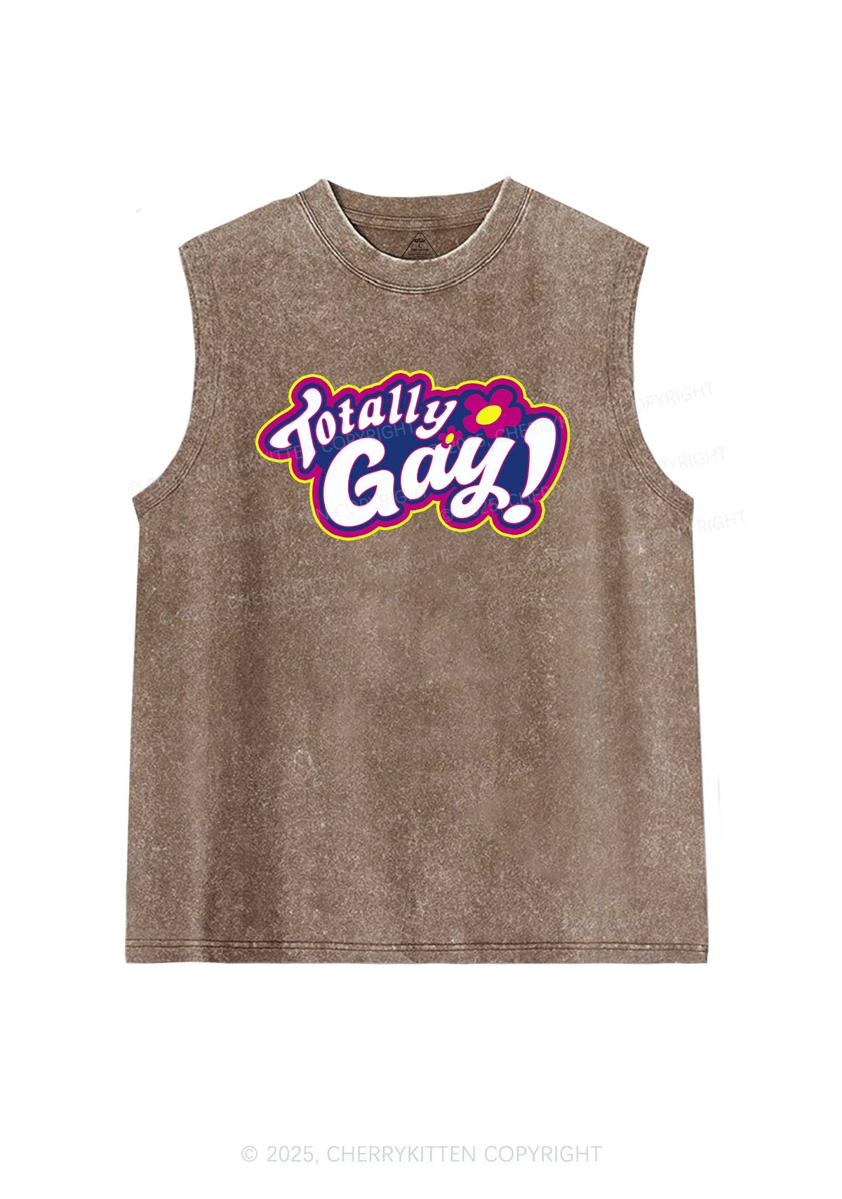Totally Gay Pride Y2K Washed Muscle Tank Cherrykitten