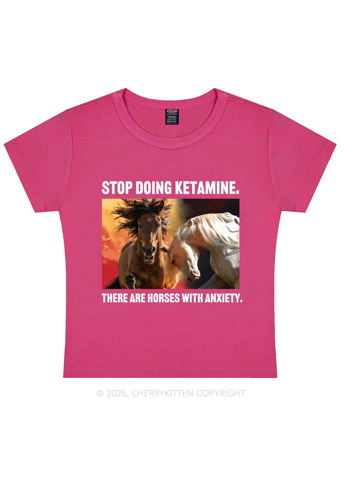There Are Horses With Anxiety Y2K Baby Tee Cherrykitten
