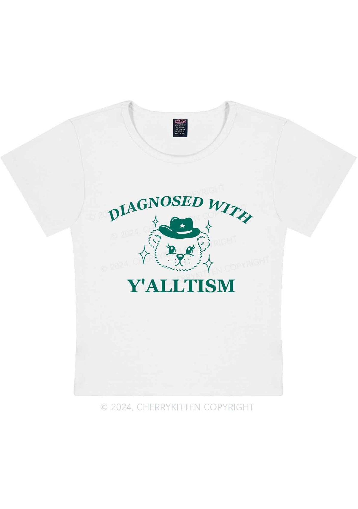 Curvy Diagnosed With Y'alltism Y2K Baby Tee Cherrykitten