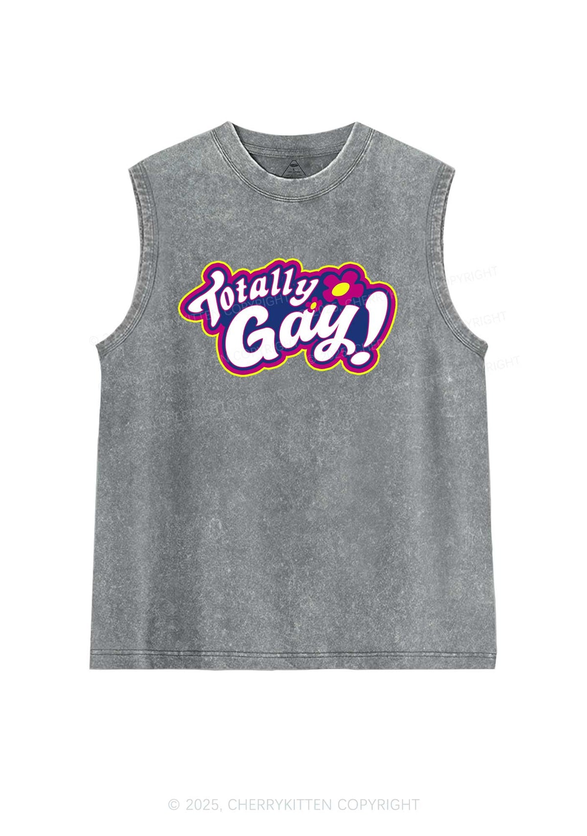 Totally Gay Pride Y2K Washed Muscle Tank Cherrykitten