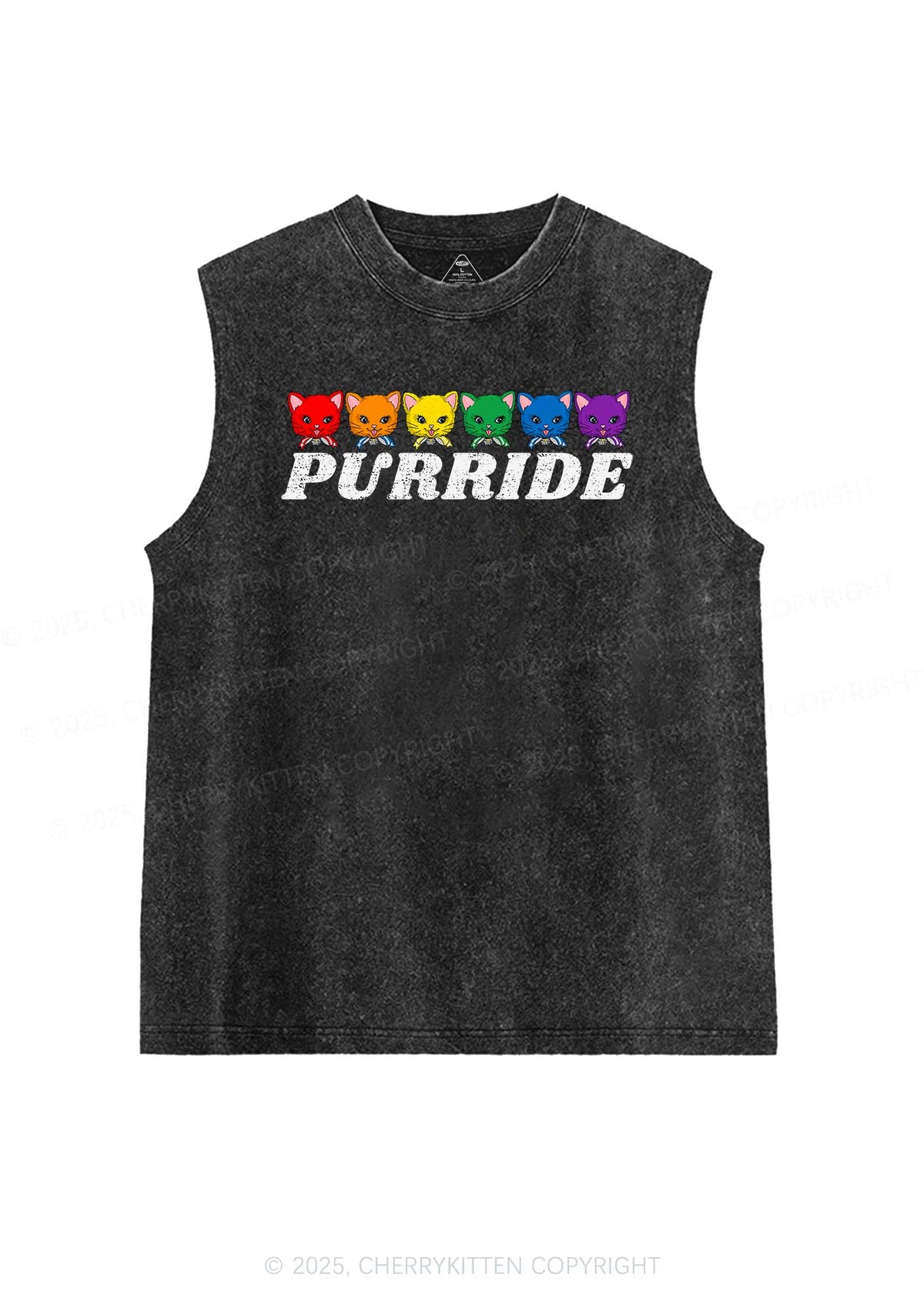 Purride Cat Pride Y2K Washed Muscle Tank Cherrykitten