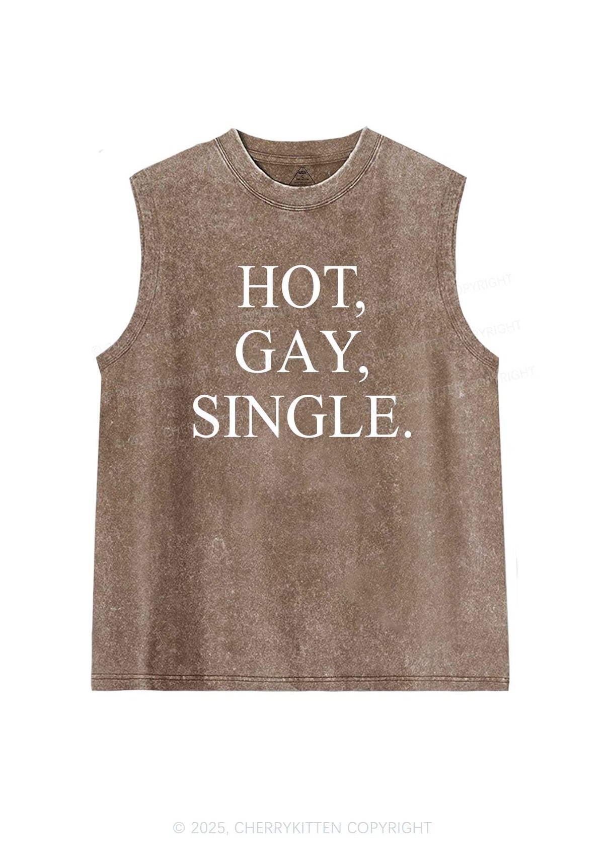 Hot Gay Single Pride Y2K Washed Muscle Tank Cherrykitten