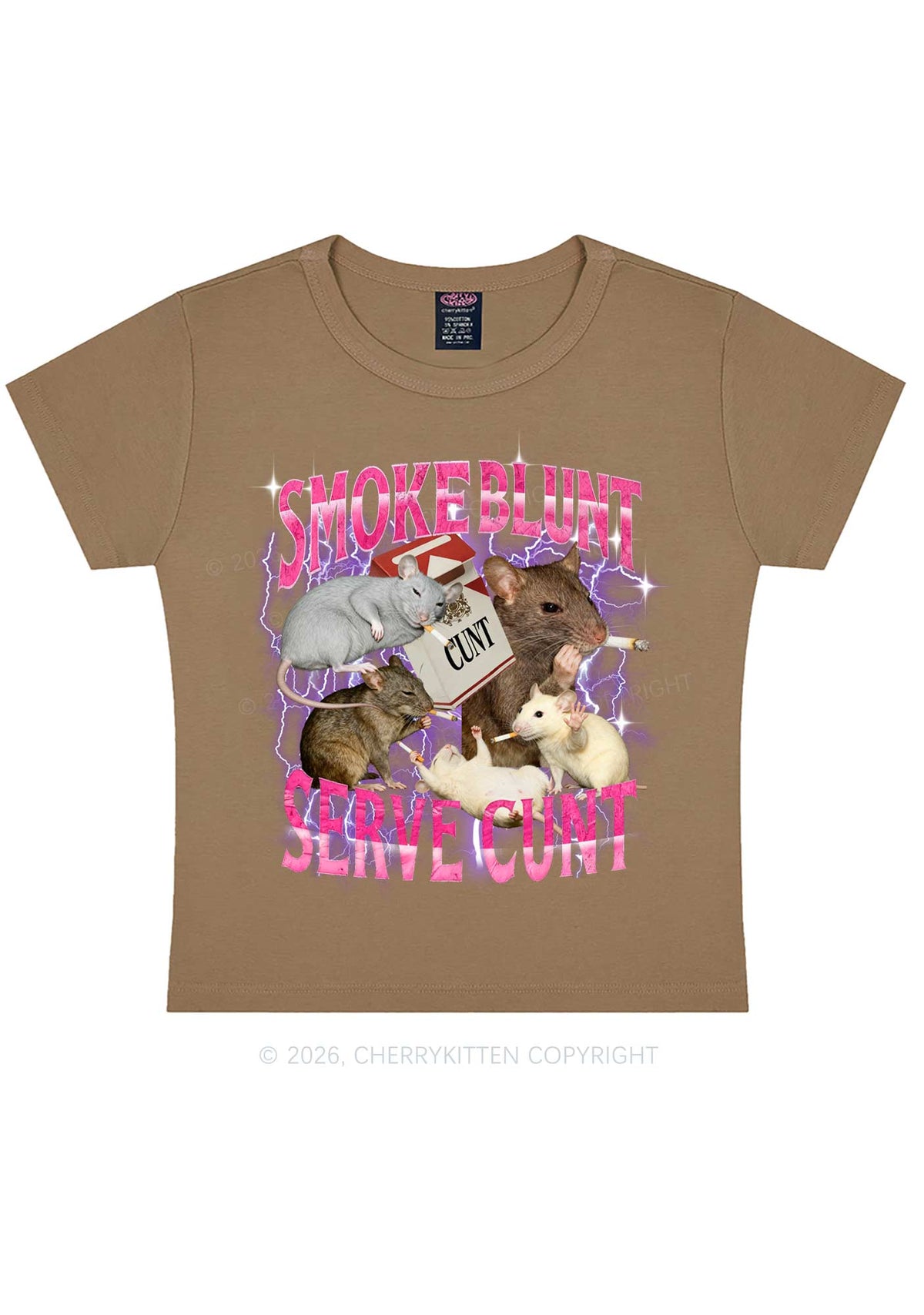 Smoke Blunt Rats Y2K Baby Tee Cherrykitten