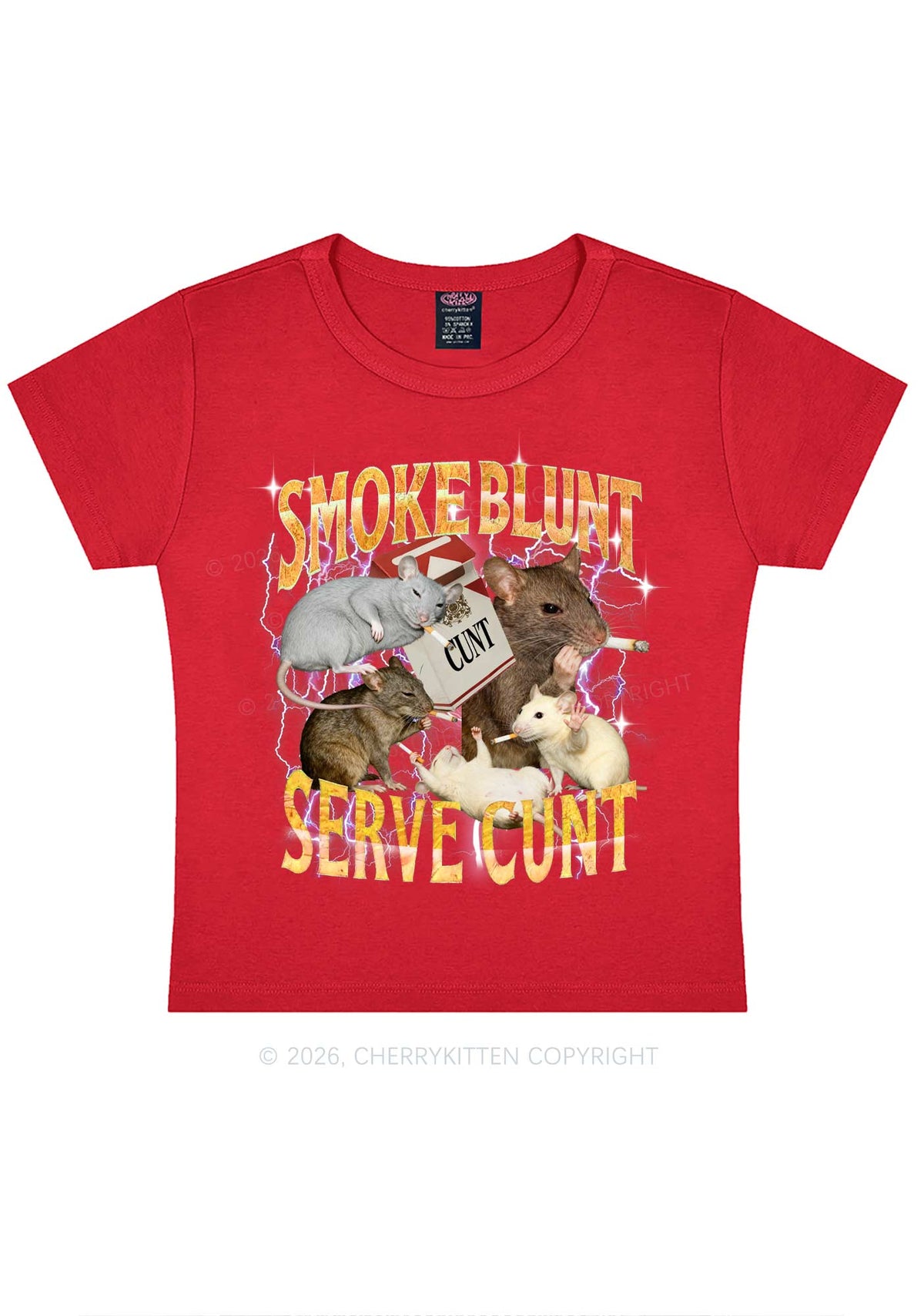 Smoke Blunt Rats Y2K Baby Tee Cherrykitten
