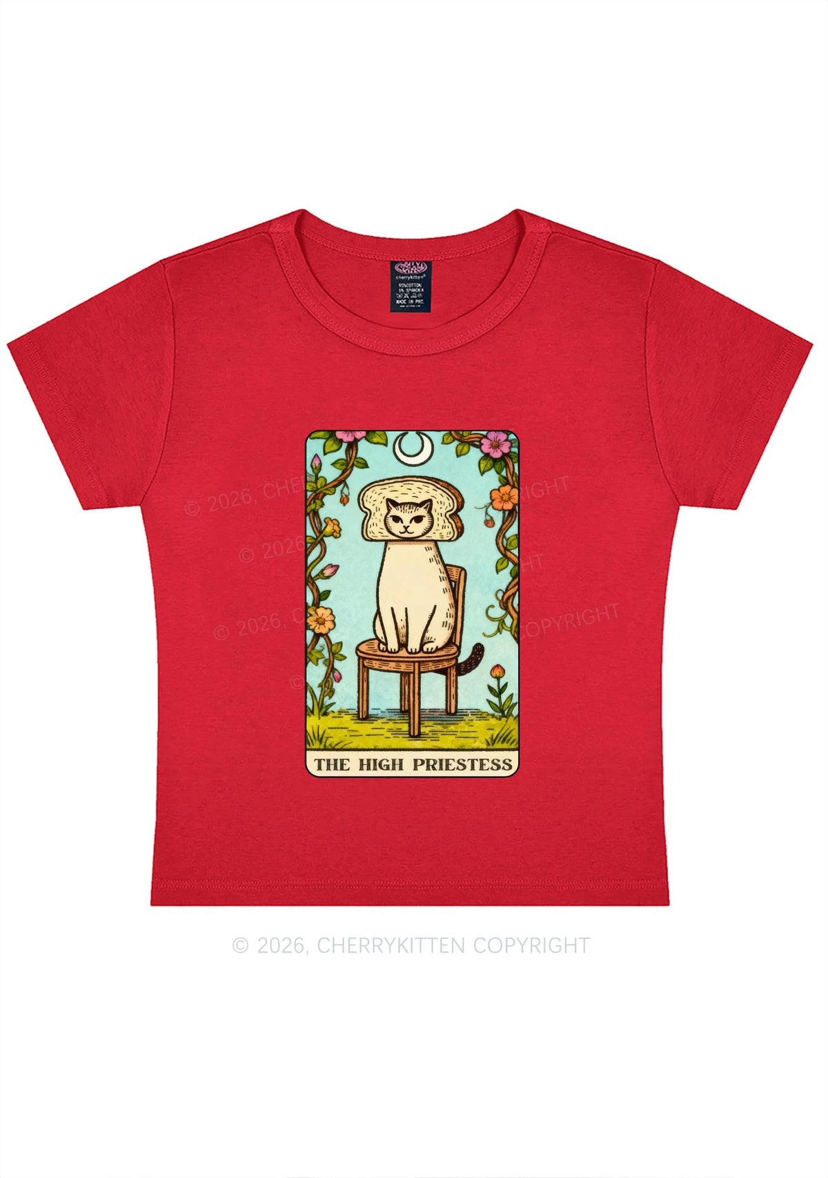 Breadhead Cat Y2K Baby Tee Cherrykitten
