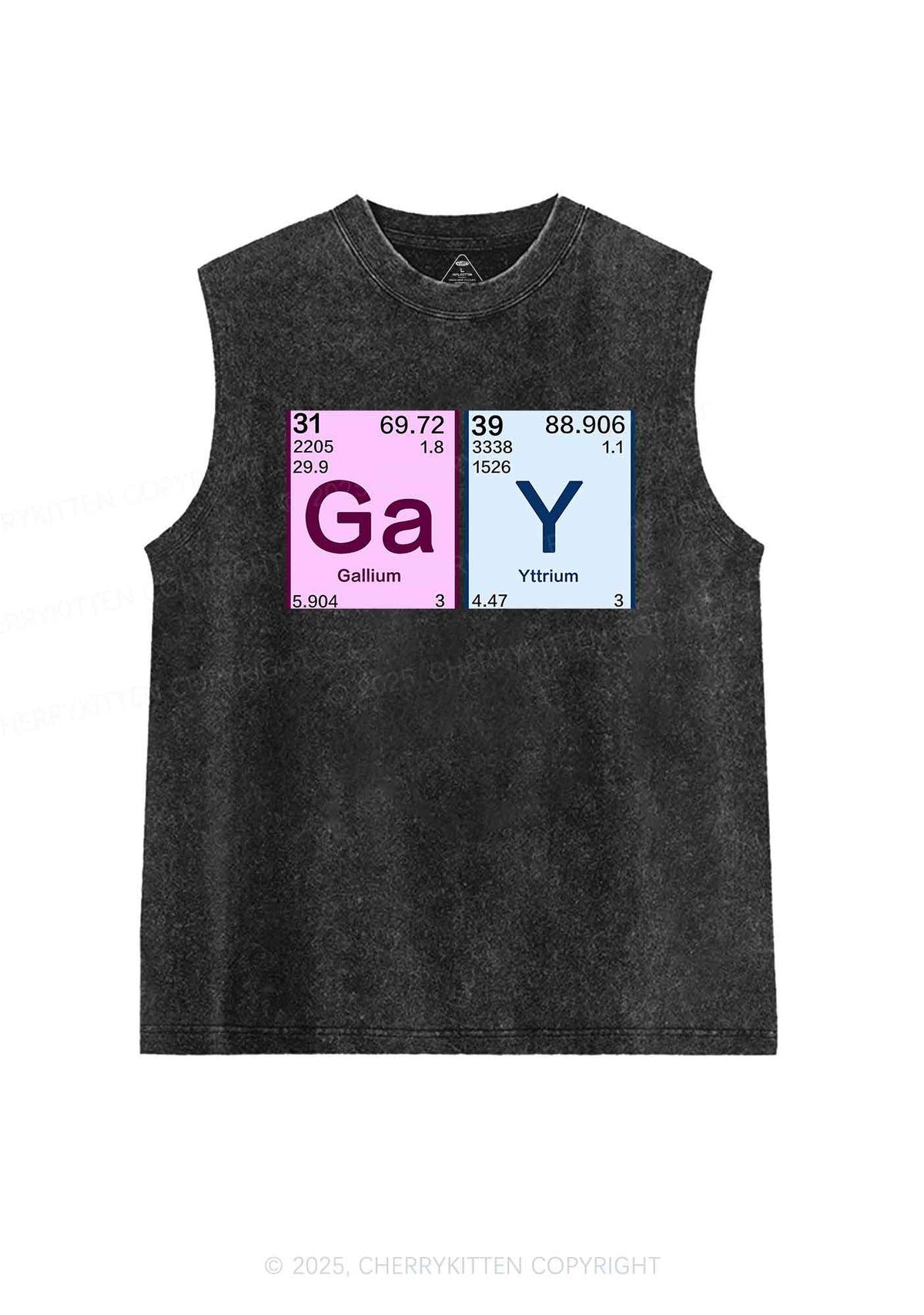 Gay Periodic Table Elements Pride Y2K Washed Muscle Tank Cherrykitten