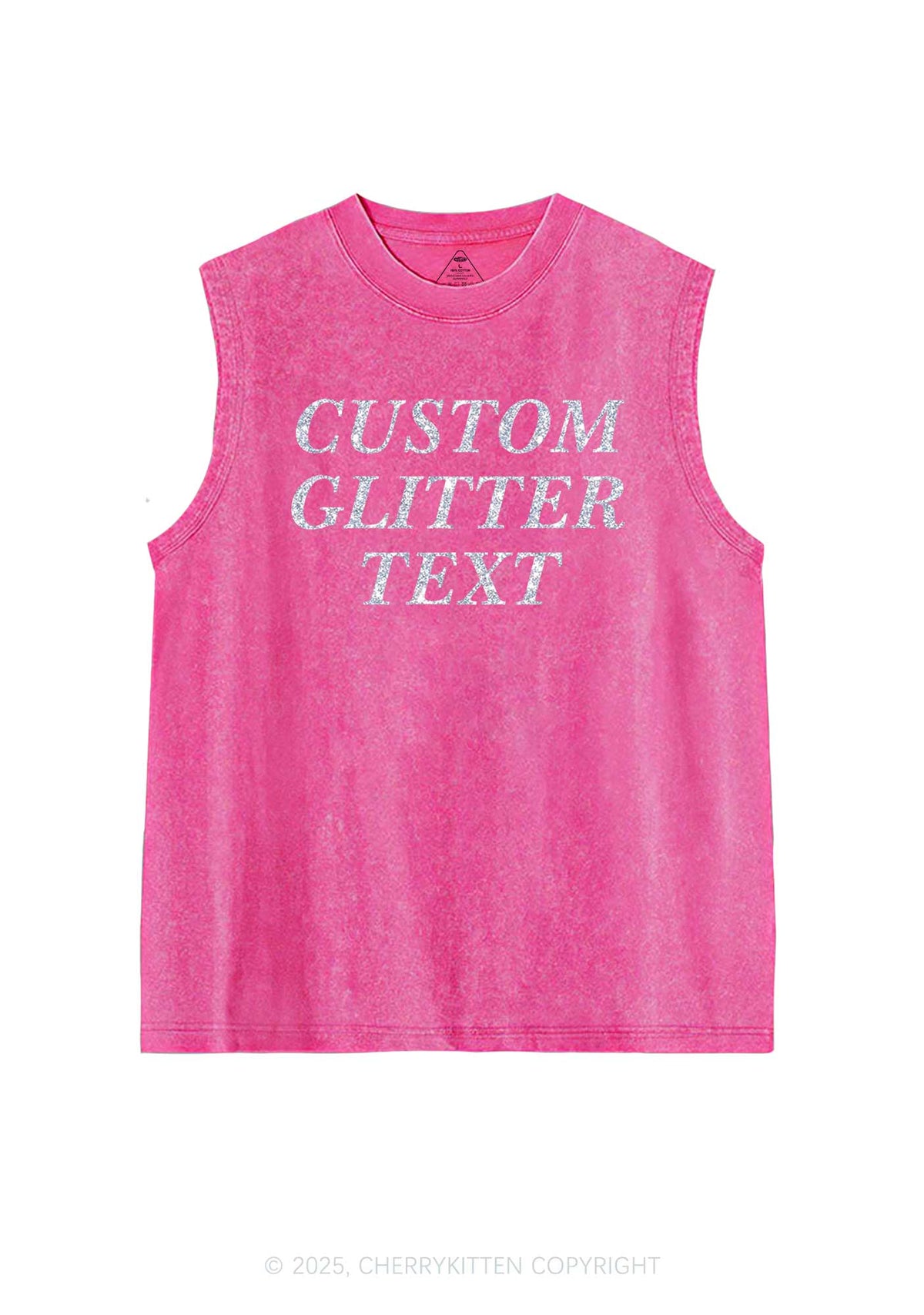 Custom Text Glitter Y2K Washed Muscle Tank Cherrykitten