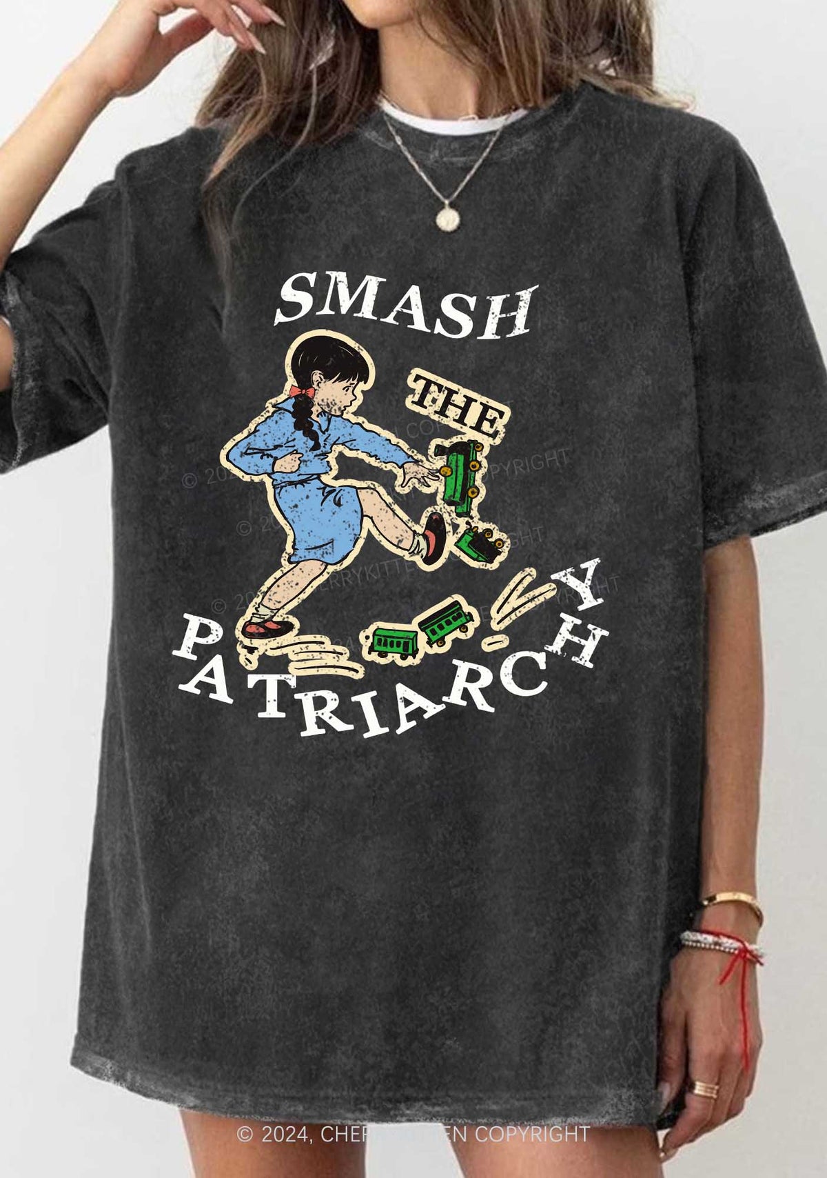 Smash The Patriarchy Y2K Washed Tee Cherrykitten