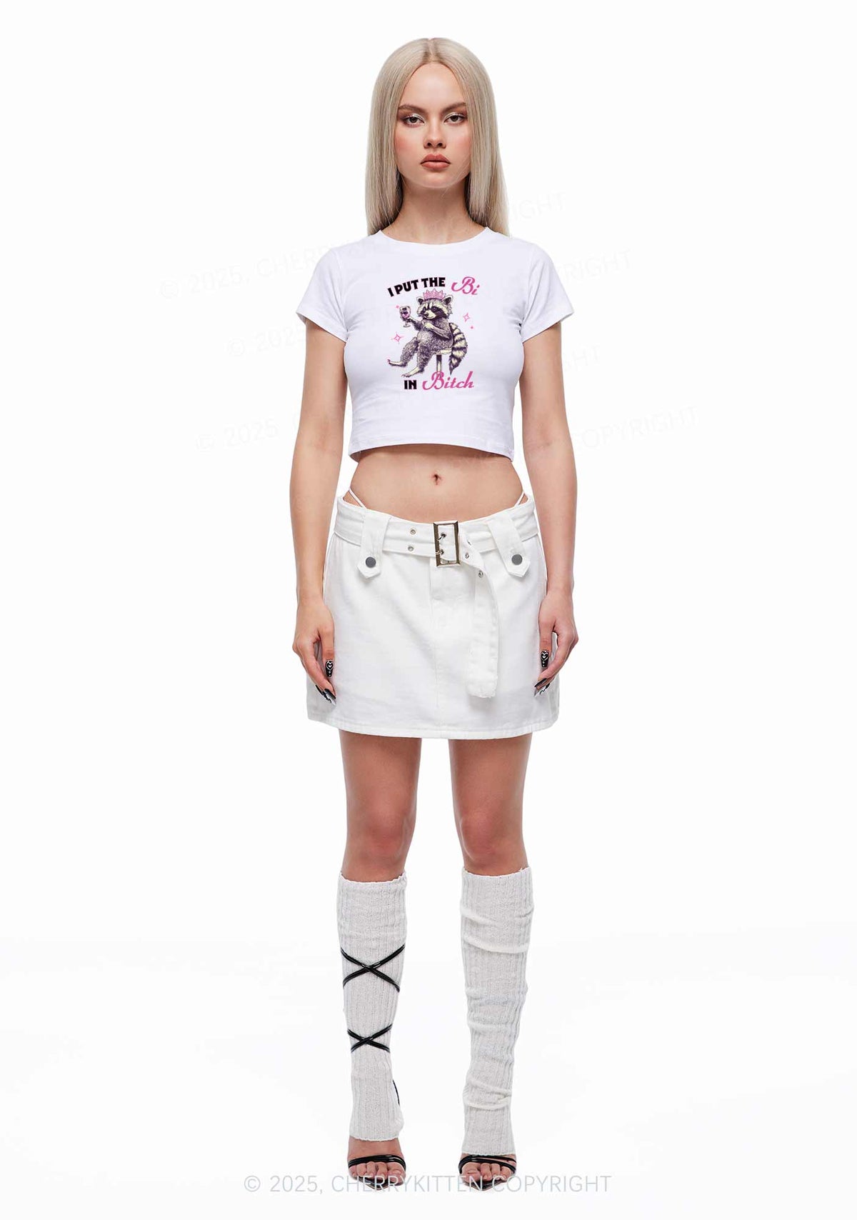 Bi Bxxch Raccoon Pride Y2K Baby Tee Cherrykitten