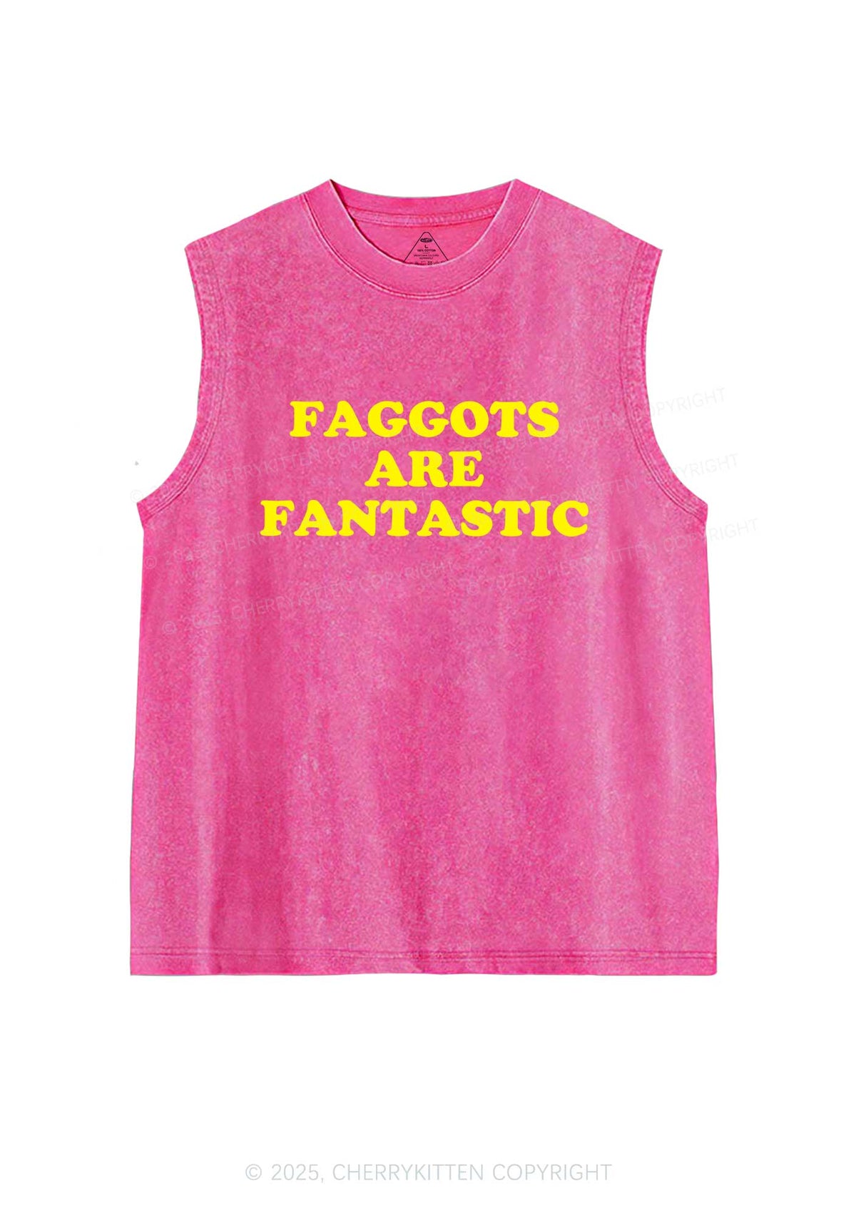 Faggots Are Fantastic Pride Y2K Washed Muscle Tank Cherrykitten