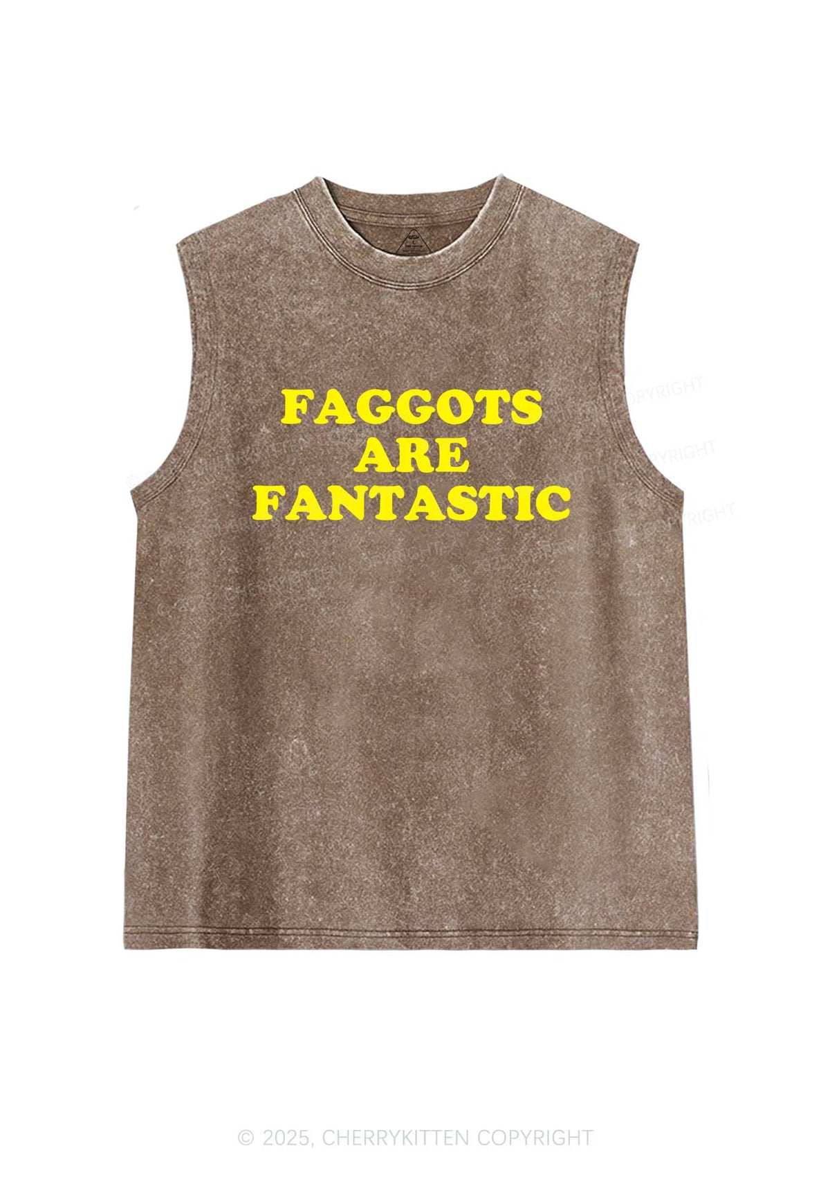 Faggots Are Fantastic Pride Y2K Washed Muscle Tank Cherrykitten