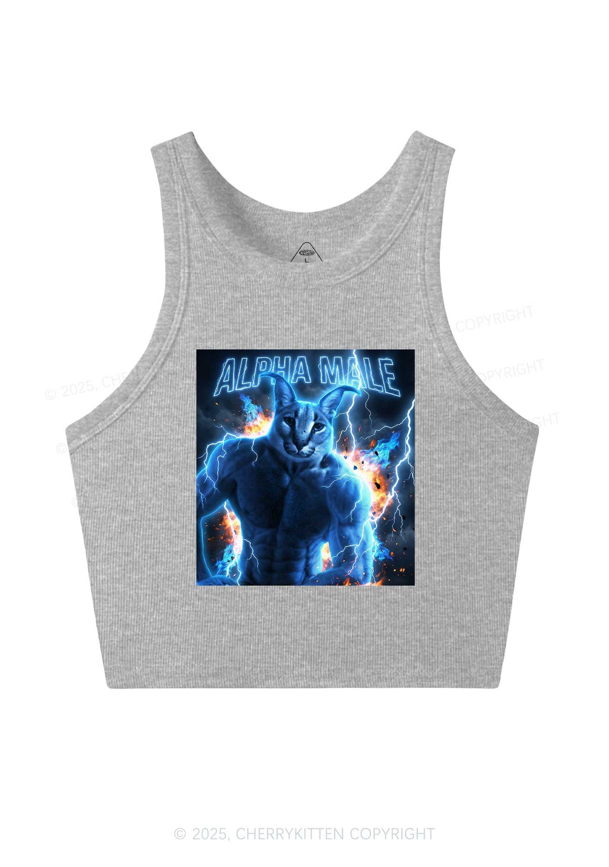 Alpha Male Floppa Y2K Crop Tank Top Cherrykitten