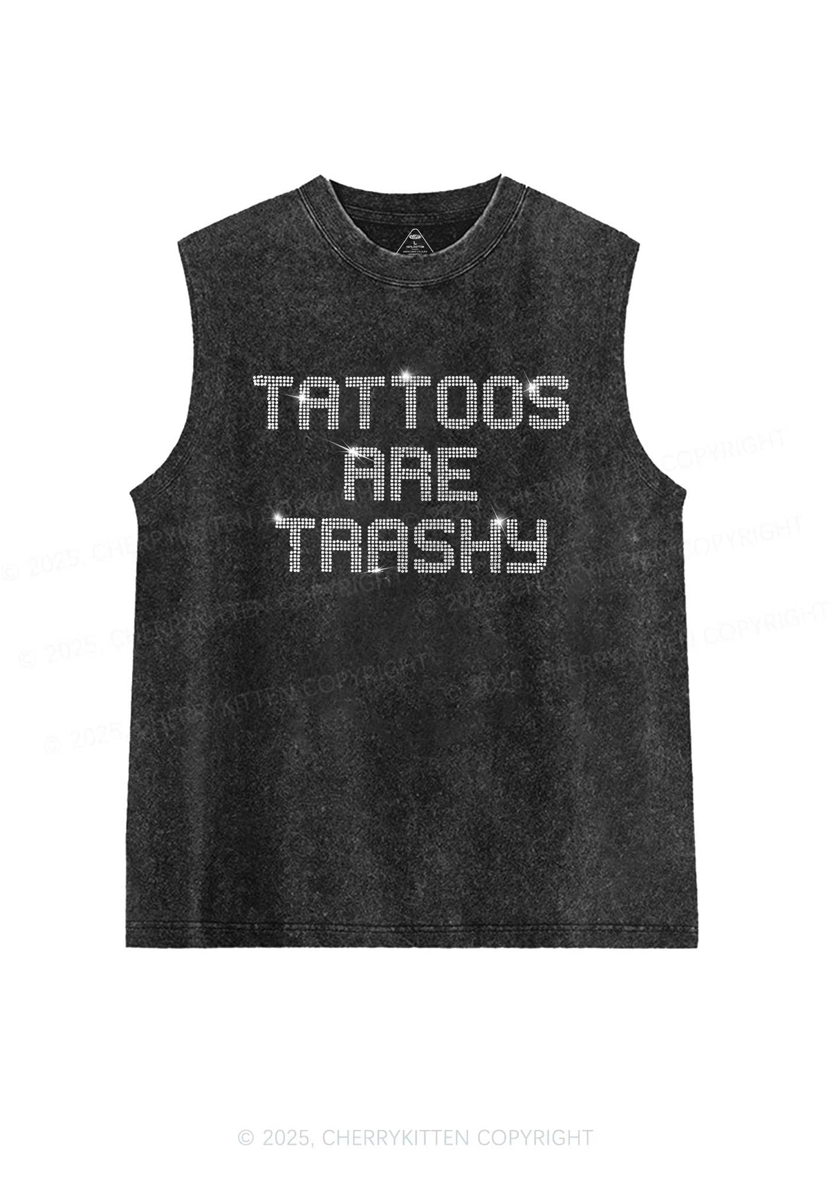 Rhinestone Tattoos Are Trashy Y2K Washed Muscle Tank Cherrykitten
