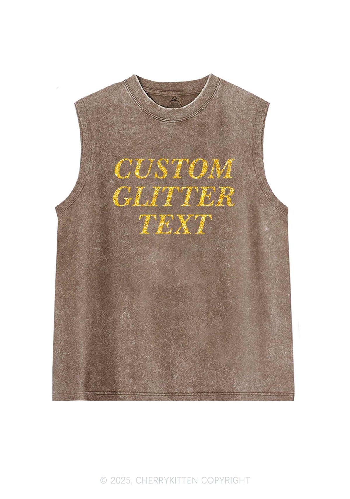 Custom Text Glitter Y2K Washed Muscle Tank Cherrykitten