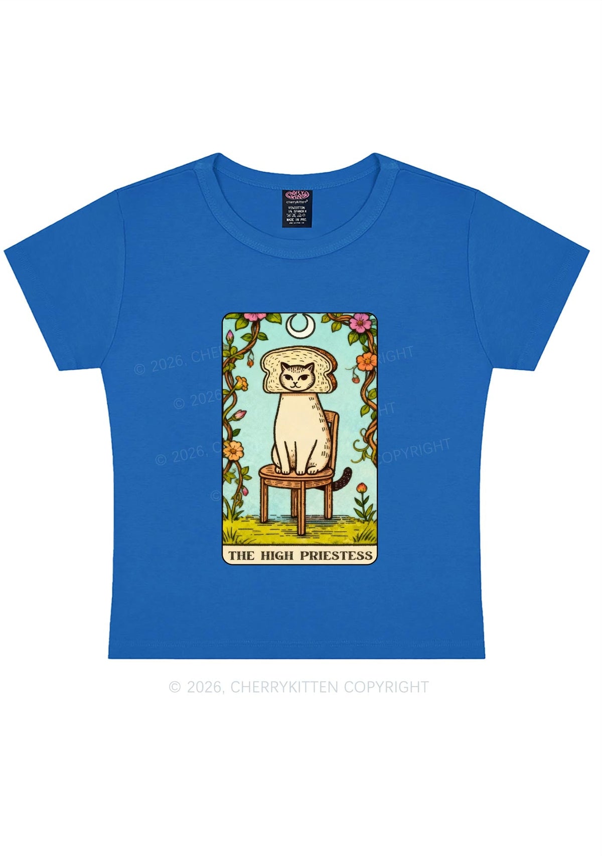 Breadhead Cat Y2K Baby Tee Cherrykitten