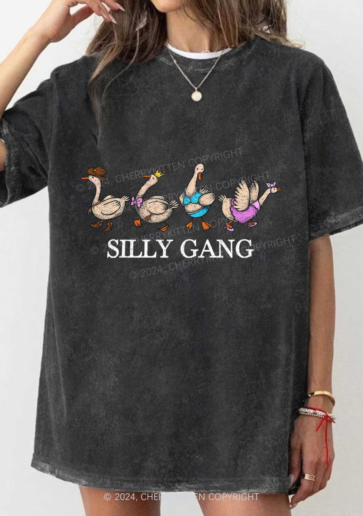 Silly Gang Y2K Washed Tee Cherrykitten