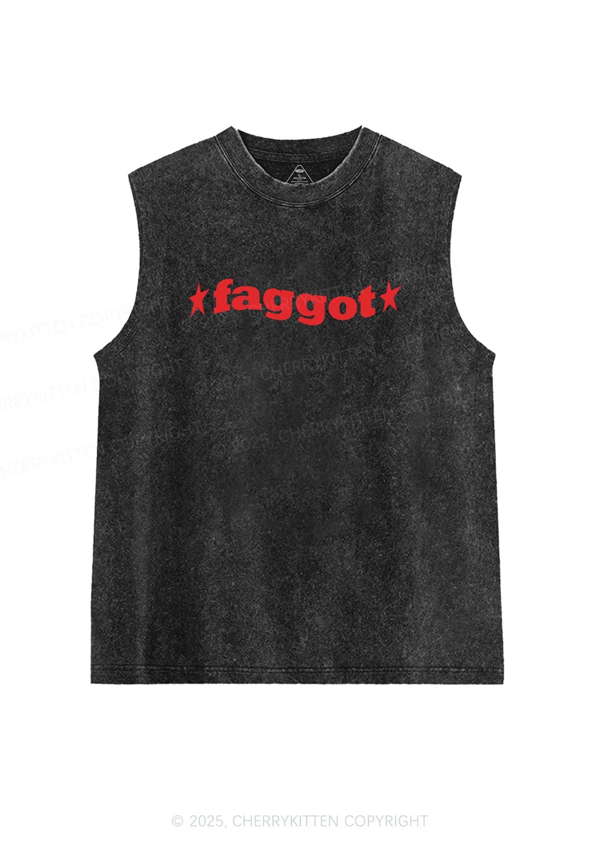 Red Faggot Pride Y2K Washed Muscle Tank Cherrykitten